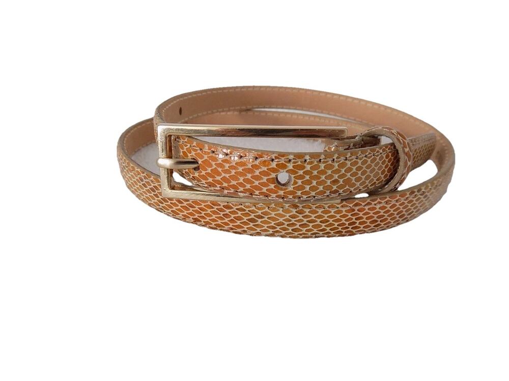DKNY Italian calfskin leather snakeskin skinny belt size Small
